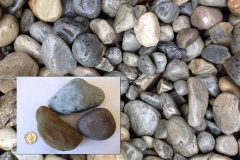 Our River Jack gravels are nominally sized, meaning, typical sizes run 3 to 5 inches representing a middle/average size. There will be some within that size range, that are smaller, and some larger than the nominal size.Delaware Quarries River Jacks are not produced to any ASTM standard, as we sell our product as decorative landscape stone only. For this example lets use the 3 to 5 inch River Jacks. The screens are made up of squares, so in the instance of 3 to 5 inch, there is a possibility of a stone up to 7 inch plus, in one dimension if the stone, clearing the screen, if it hits the screen diagonally. This sizes only one dimension of the stone and the other dimension will vary, sometime greatly. In a load of our nominally sized 3 to 5 inch River Jacks, a small percentage may be smaller or larger due to the nature of quarrying and loading. This process results in our nominally sized River Jacks.