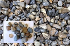 Our River Jack gravels are nominally sized, meaning, typical sizes run 3 to 5 inches representing a middle/average size. There will be some within that size range, that are smaller, and some larger than the nominal size.Delaware Quarries River Jacks are not produced to any ASTM standard, as we sell our product as decorative landscape stone only. For this example lets use the 3 to 5 inch River Jacks. The screens are made up of squares, so in the instance of 3 to 5 inch, there is a possibility of a stone up to 7 inch plus, in one dimension if the stone, clearing the screen, if it hits the screen diagonally. This sizes only one dimension of the stone and the other dimension will vary, sometime greatly. In a load of our nominally sized 3 to 5 inch River Jacks, a small percentage may be smaller or larger due to the nature of quarrying and loading. This process results in our nominally sized River Jacks.